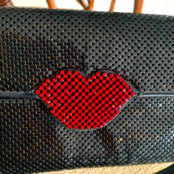 CACHE  BLACK SEQUIN PURSE WITH RED " LIPS " EUC, Worn Once - Picture 3 of 9